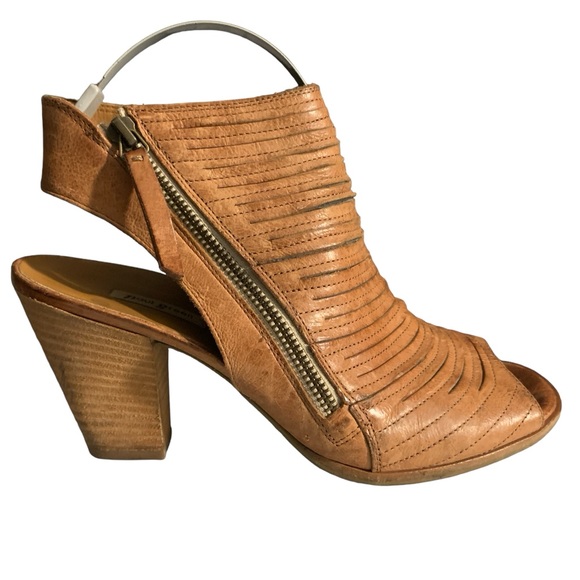 PAUL GREEN Cayanne Tan Leather Peep Toe Sandals - Picture 5 of 7